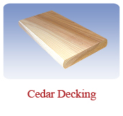 <h1>Cedar Decking</h1>
			Beautiful White Cedar is a naturally water resistant wood species, and a healthy and environmentally friendly alternative to pressure treated lumber. Gives a superior finish to any deck, dock, patio or gazebo.<br />
			 
      <table summary=" " class="datatable">
        <caption></caption>
        <tr> 
          <th scope="col">Item Code</th> 
          <th scope="col">Nominal Size</th>
          <th scope="col">Actual Coverage</th>
          <th scope="col">Stock Grades</th>
        </tr>
        <tr>          
          <td class="middle">15-6</td>
		  <td class="middle">5/4 X 6</td>
          <td class="middle">1" X 5 1/2"</td>
          <td class="middle">Premium, Cottage</td>
        </tr>
		</table><br />
*Custom requests can be special ordered